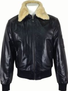 Unicorn London Men's Airforce Aviator Pilot Leather Jacket With fur Collar at  Mens Clothing store