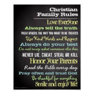 Personalized Christian Family Rules House Sign Print