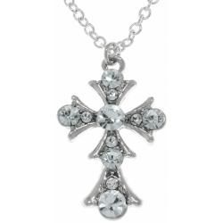 CGC Silvertone Clear Crystal Cross Necklace Carolina Glamour Collection Cubic Zirconia Necklaces