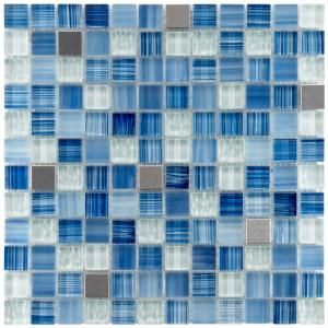 Merola Tile Tessera Square Alpine 11 3/4 in. x 11 3/4 in. x 8 mm Glass and Metal Mosaic Wall Tile GSDTSQAL