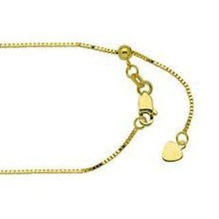 14kt Yellow Gold Adjustable Box Chain Necklace Jewelry