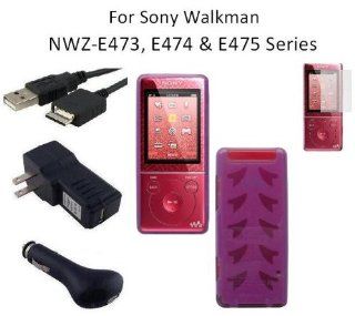 HappyZone Accessories Bundle Kit for Sony Walkman NWZ E473, NWZ E474 and NWZ E475  Player Includes (Purple) Soft Gel TPU Skin Case Cover, LCD Screen Protector, USB Wall Charger, USB Car Charger and 2in1 USB Cable   Players & Accessories