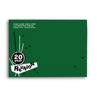 Green and White 20 Year Class Reunion Envelope