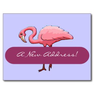 Postcard Retro Pink Flamingo New Address Announce