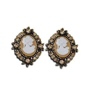 Womens Fashion Gold CZ Diamond Victorian Gold Tone Stud Earrings Jewelry