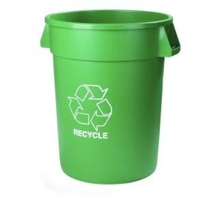 Carlisle Bronco 32 gal. Round Lidless Green Recycling Trash Can 341032REC09