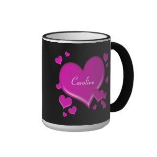 Pink Hearts Personalized Mugs