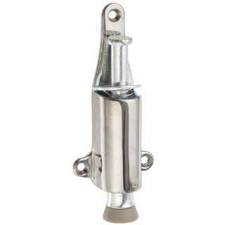 Rockwood 459.26 Brass Spring Loaded Plunger Stop, #8 X 3/4" OH SMS Fastener, 1 7/8" Projection, 1 3/8" Base Width x 5 3/8" Base Length, Polished Chrome Plated Finish Industrial Hardware