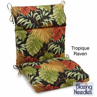 Blazing Needles 38 inch x 18 inch Patterned Outdoor Spun Poly Three Section Back/Seat Chair Cushion Blazing Needles Outdoor Cushions & Pillows