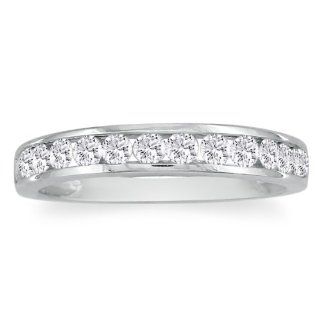 10K White Gold Round Diamond Anniversary Ring (1/2cttw. J/K I2) Wedding Bands Jewelry