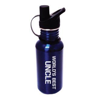 World's Best Uncle Water Bottle   17 oz. Blue Stainless Steel 