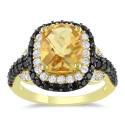 Miadora Yellow Silver Citrine, Spinel and Created Sapphire Ring Miadora Gemstone Rings