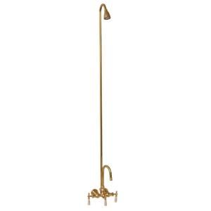 Pegasus 3 Handle Claw Foot Tub Diverter Faucet without Hand Shower with Gooseneck Spout for Acrylic Tub in Polished Brass 4012 PL PB