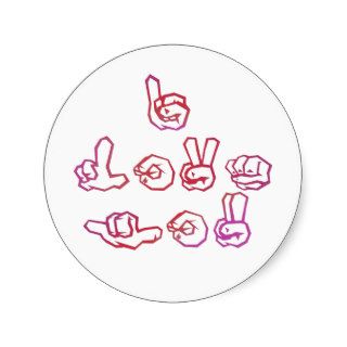 I love you in sign language round stickers