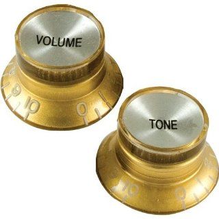 Gibson Vintage Top Hat Replacement Knobs, Gold / Chrome (2 Tone, 2 Volume) Musical Instruments