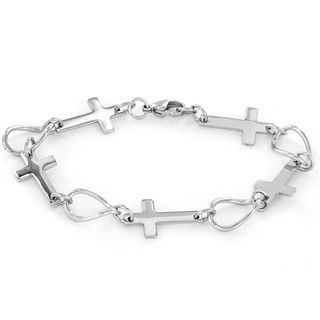 ELYA Stainless Steel Sideways Cross Link Bracelet West Coast Jewelry Stainless Steel Bracelets