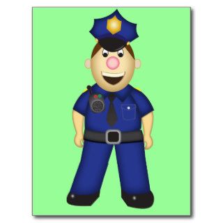 Cute Cartoon Police Officer Postcard