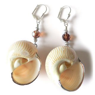 'Trudy' Moon Snail Shell Dangle Earrings Earrings