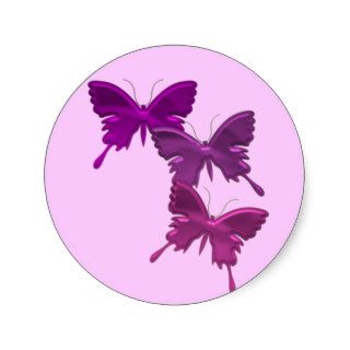 Purple Butterfly Design Pink Sticker