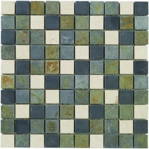 Jeffrey Court Slate Medley 12 in. x12 in. x 8 mm Travertine Slate Mosaic Floor/Wall Tile 99032