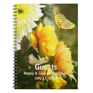 Yellow Flowers & Butterfly Guest Sign In Notebook