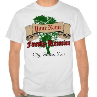 Tree with Parchment Scroll Family Reunion T Shirts