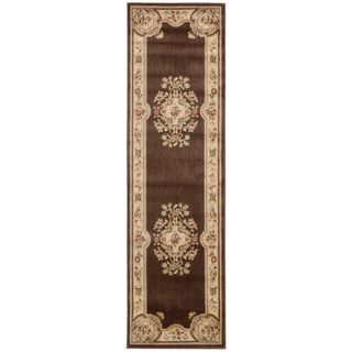 Aubusson Collection Brown Runner Rug (2'3 x 8') Nourison Round/Oval/Square