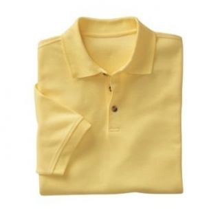 TravelSmith CoolMax Cotton Pique Banded Short Sleeve Polo Yellow Large Long at  Mens Clothing store