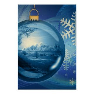 Christmas Ornament Ball Evening Advent Blue Print