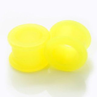 Yellow Flexible Silicone Ear Flesh Tunnel Plugs Gauges ~ 2G ~ 6.5mm ~ Sold as a Pair Jewelry