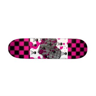 Pink + Black Skullz Skate Board Decks