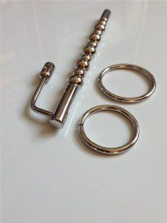 Penis Plug Sm 465 w/ 2 Glans Rings, Metal Stainless Steel Fetish Bondage Bdsm (5.50″  140mm) Health & Personal Care