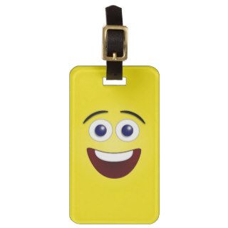 Laughing Smiley Face 3D Name Only Tag For Bags