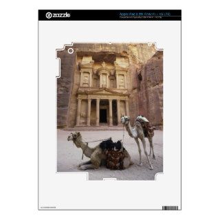Camels in front of Al Khazneh treasury ruins iPad 3 Decals