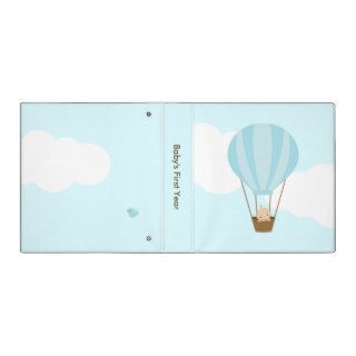 Up Up and Away Baby Boy in Hot Air Balloon 3 Ring Binders