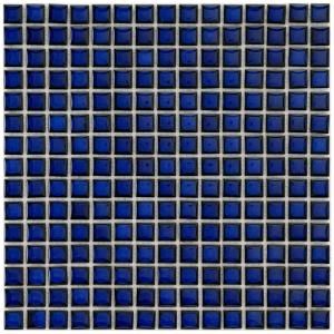 Merola Tile Square Cobalt Blue 12 1/2 in. x 12 1/2 in. x 5 mm Porcelain Mosaic Floor and Wall Tile (11.1 sq. ft./ case) FKOMSS40