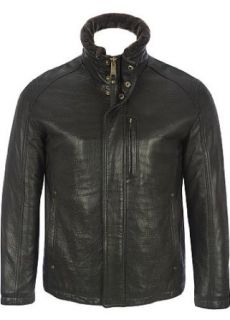Men's Andrew Marc Noah Lambskin Leather Jacket with Sheepskin Trim, BLACK, Size MEDIUM (40) at  Mens Clothing store Leather Outerwear Jackets