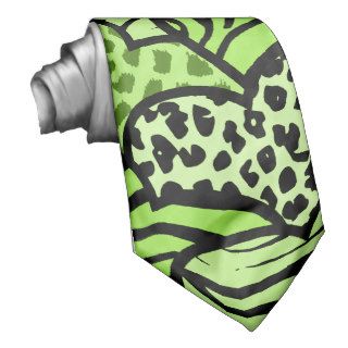 Green and black girly animal print hearts neck wear