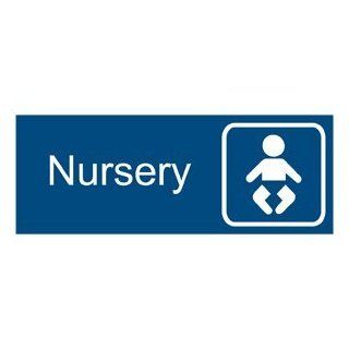Nursery White on Blue Engraved Sign EGRE 482 SYM WHTonBLU Wayfinding  Business And Store Signs 