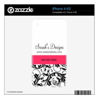 Monogram Damask Pattern with Hot Pink Border Skins For The iPhone 4S