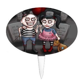Goth Kids in Cemetery Cake Toppers