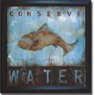 Conserve Water by Wani Pasion Black Framed Canvas (Ready to Hang)   Mixed Media Paintings