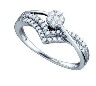 10KT White Gold 0.33 CTW Diamond Flower Bridal Ring Vishal Jewelry Jewelry