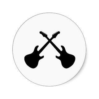E Guitars Crossed Round Sticker