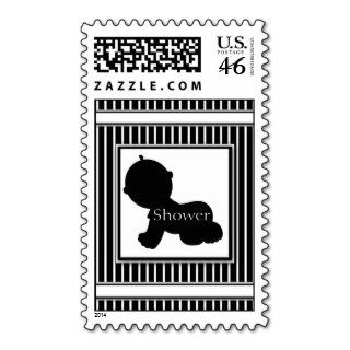 Black & White Silhouette Baby Shower Stamps