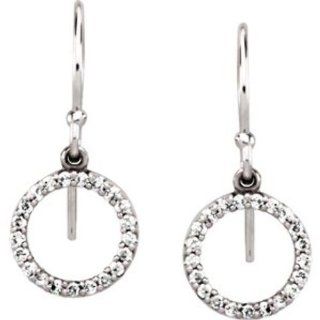 1/5 ct tw Diamond Circle Earrings in 14k White Gold Jewelry