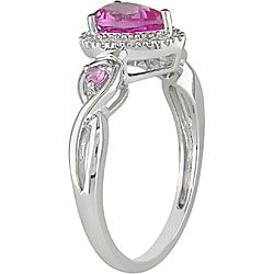 Miadora 10k Gold Diamond and Created Pink Sapphire Ring Miadora Gemstone Rings