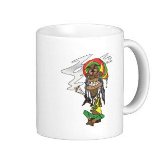Rastaman with Joint, gold tooth and Jamaica cap Mugs