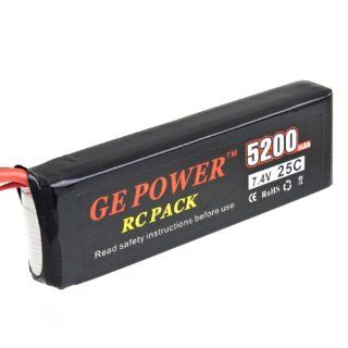 GE Power 7.4V 5200mAh 25C 2s LiPo Battery Pack with Dean Plug AKKU For RC Model Toys & Games