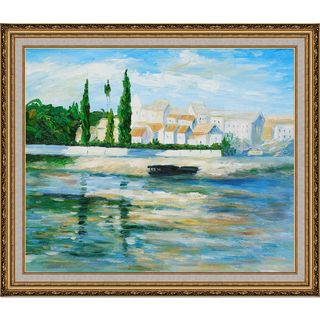 Claude Monet 'Carrieres Saint Dennis' Hand Painted 29 inch Framed Canvas Art Canvas